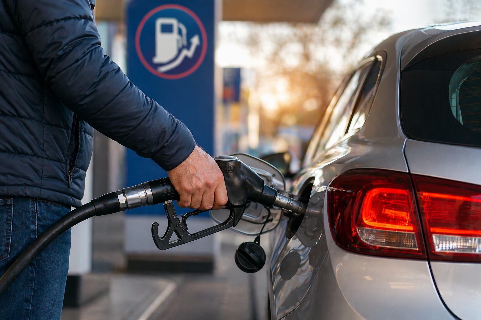 Motorist fuelling a car at a Stowe-supported forecourt