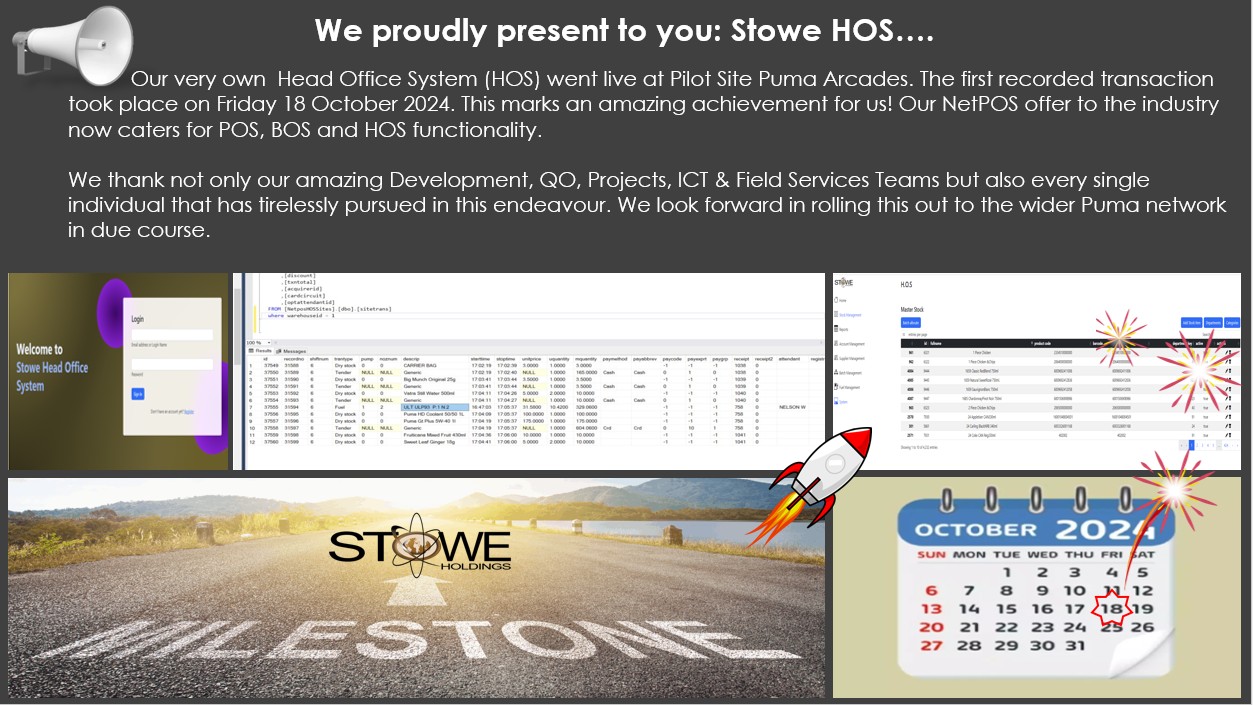 Stowe News bulletin: We proudly present Stowe HOS